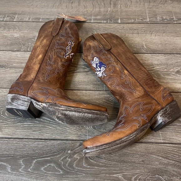 NEW Gameday Boots Navy Distressed Brown Cowboy Boots Men's Size 8.5 NWT - Picture 6 of 12